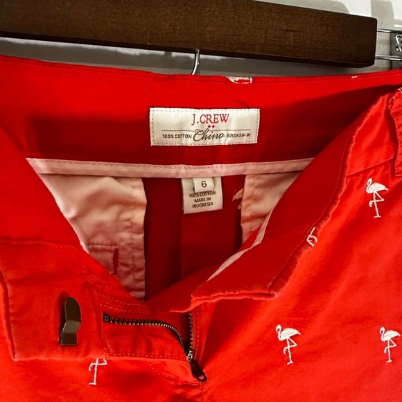 J Crew Chino Broken-In Orange White Flamingo Size 6 - Picture 3 of 4